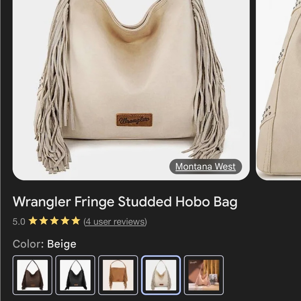 Wrangler Cream Fringe Hobo Bag